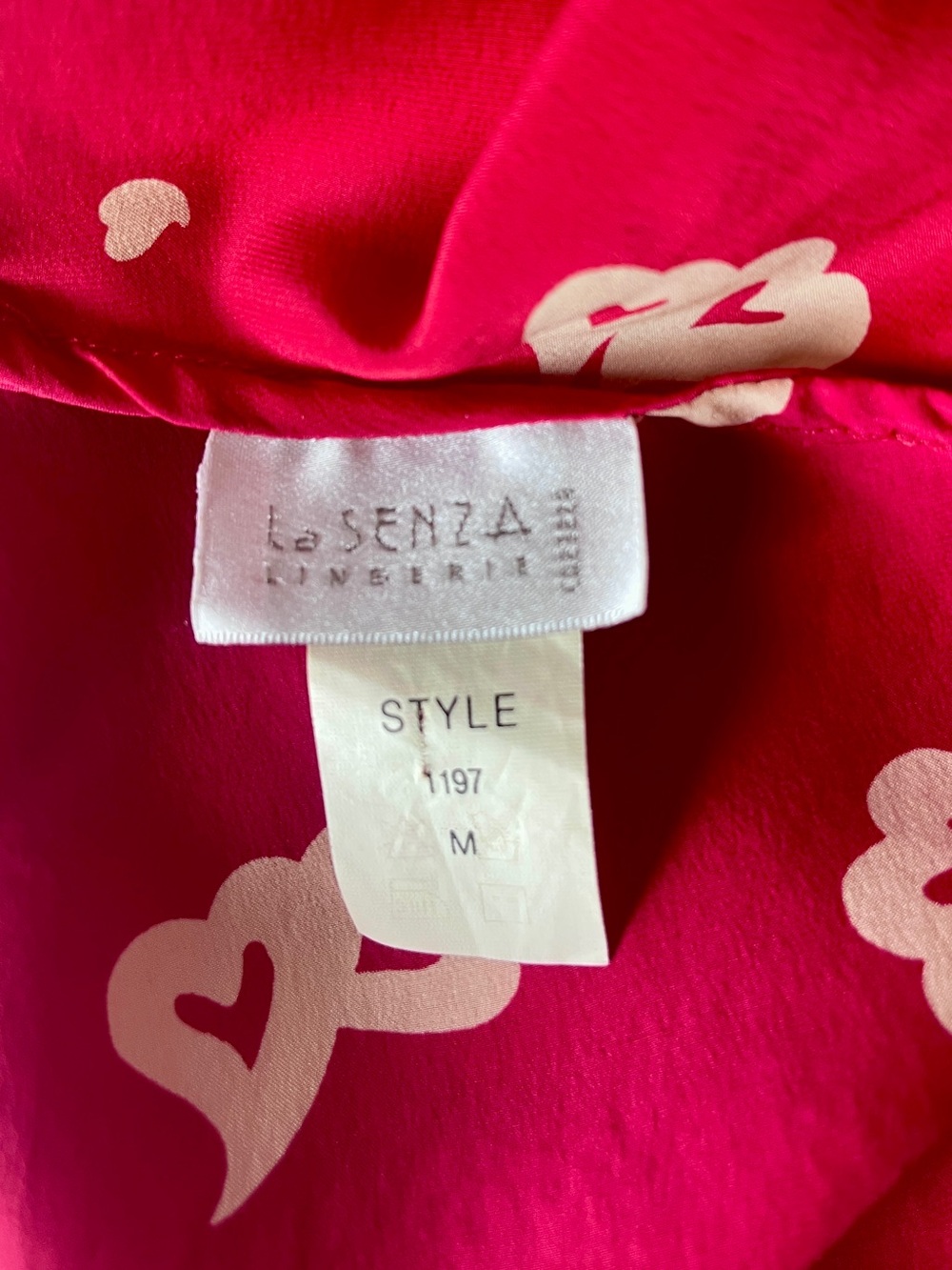 La Senza 100% Silk Heart Print Bias Cut Negligee Chamise Slip Dress M - Picture 2 of 5